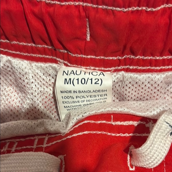 NAUTICA NEW BOYS RED BLUE SWIM TRUNKS SHORTS BATHING SUIT BEACH POOL SZ M 10 12 - Picture 2 of 6